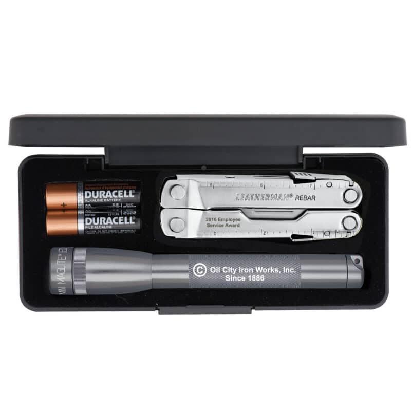 Custom "AA" Mini Maglite® LED With Leatherman® Rebar - 1